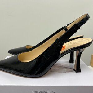 Jessica Simpson Black Patent Slingback Heels Size 9.5